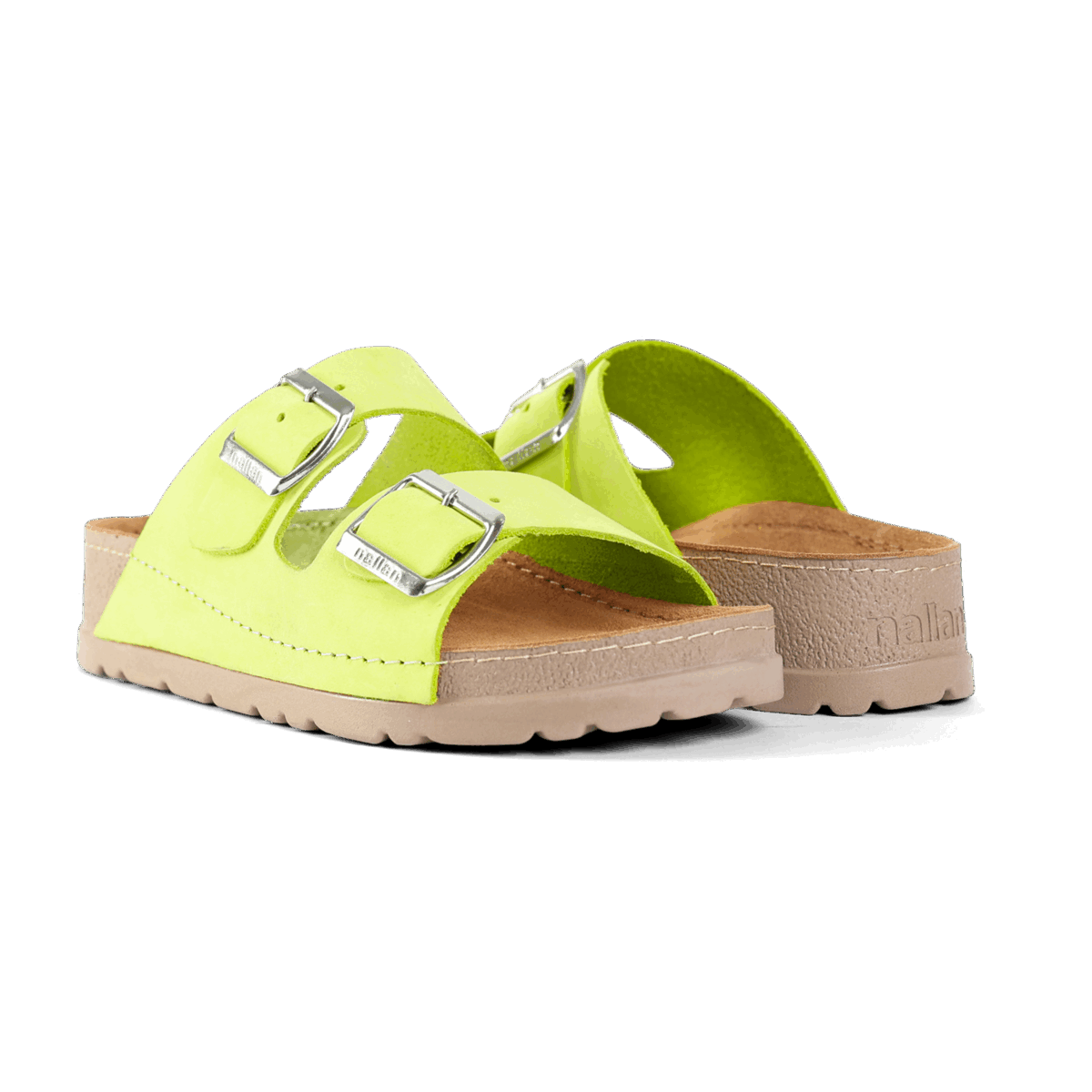 NALLAN Rubik Lime women's two-strap slides – view 3