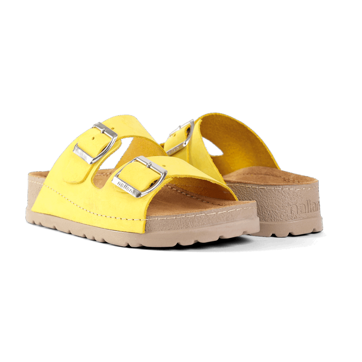NALLAN Rubik Yellow women's two-strap slides – view 3