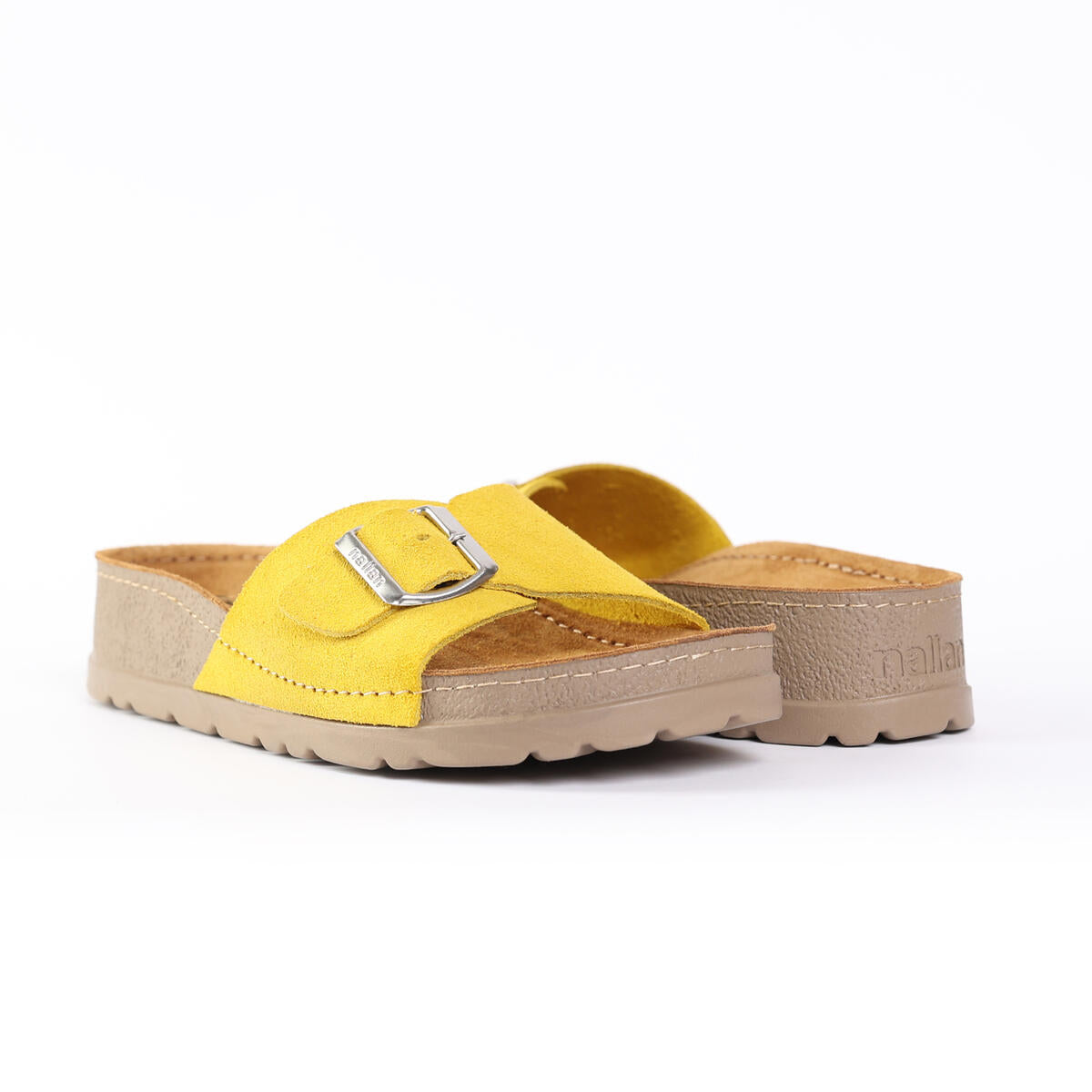 NALLAN Lura Dark Yellow women's buckle slides – view 3