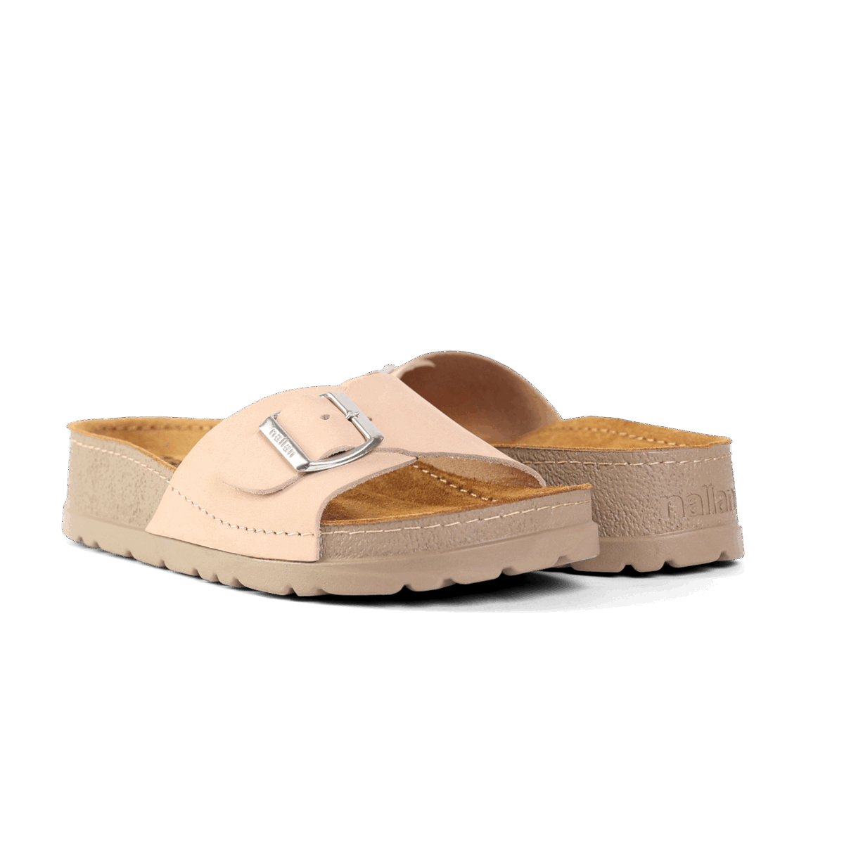 NALLAN Lura Bisque women's buckle slides – view 3