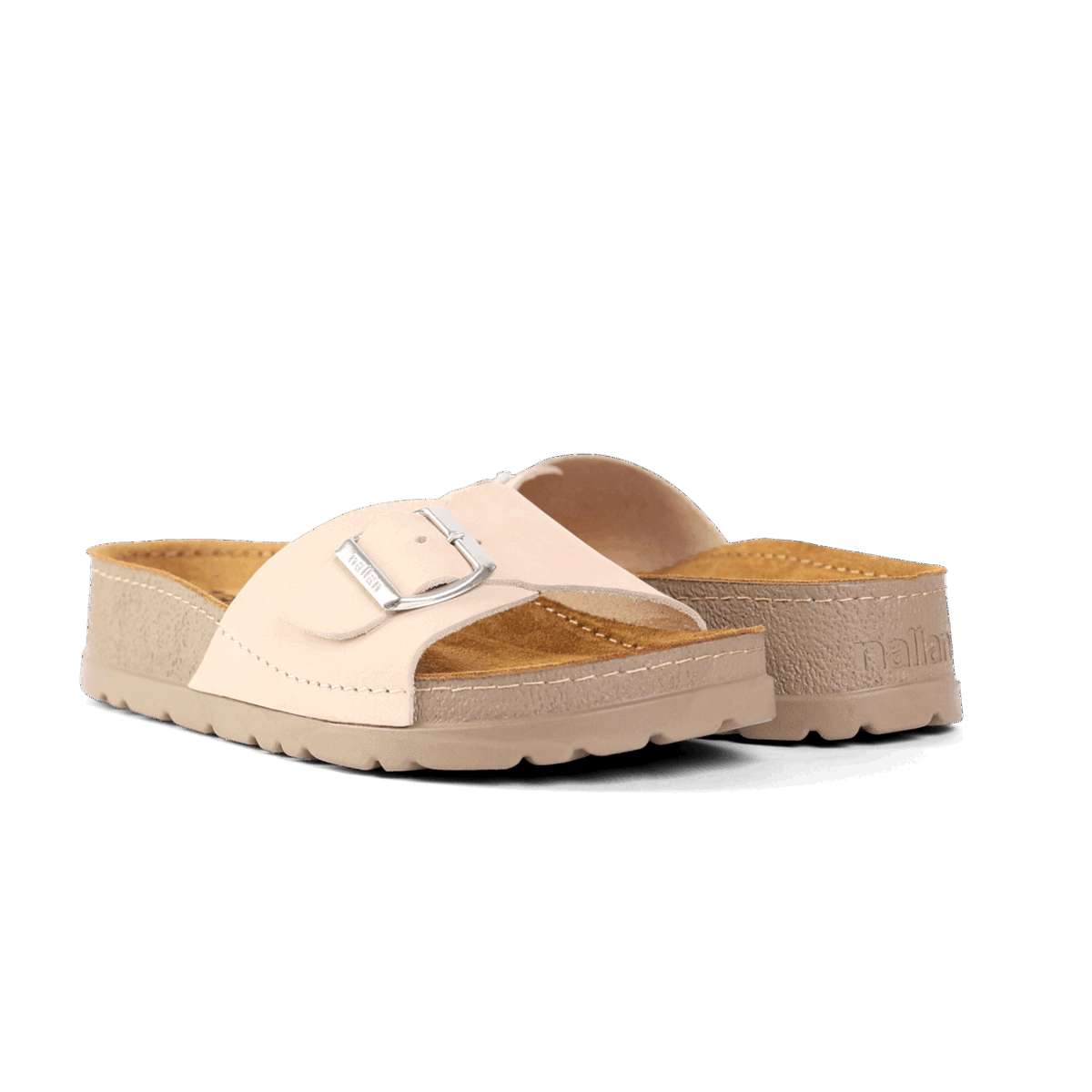 NALLAN Lura Beige women's buckle slides – view 3