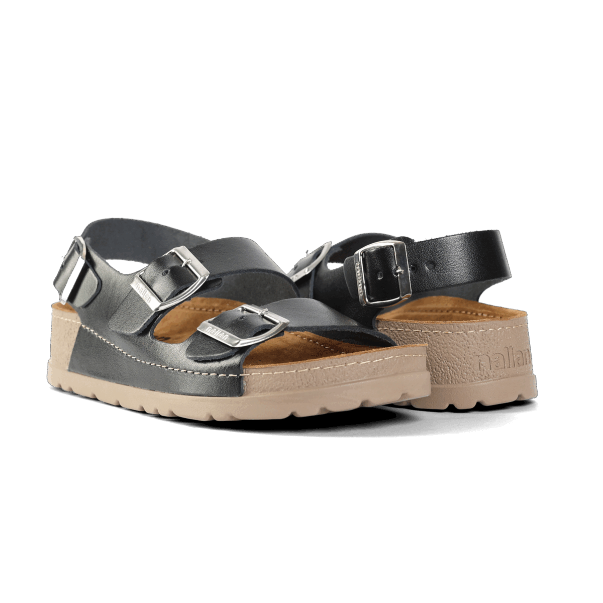 NALLAN Gaia Black women's leather sandals – view 3