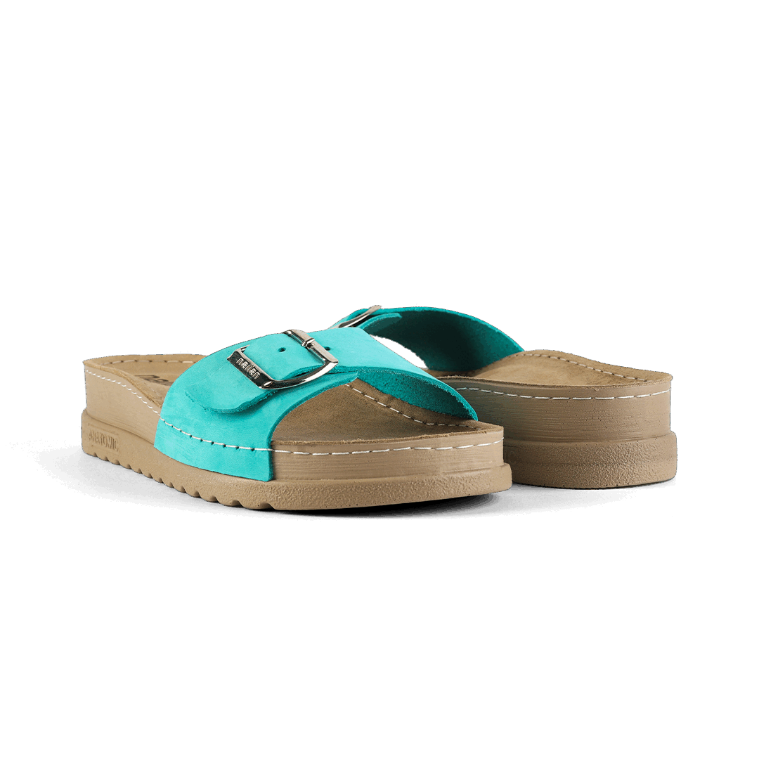 NALLAN Lura Sky Blue women's buckle slides – view 3