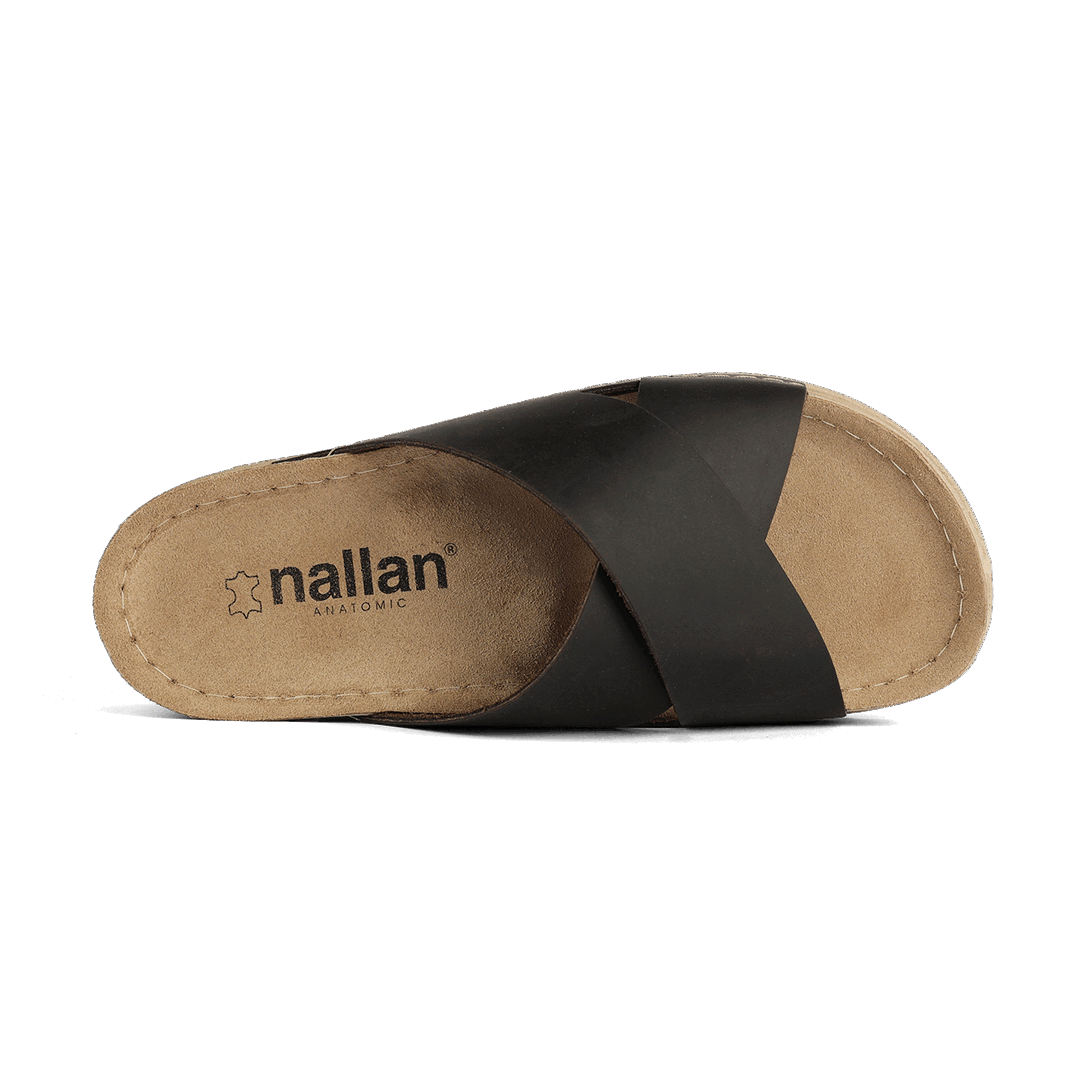 NALLAN Zoe Coffee women's leather slides – view 4