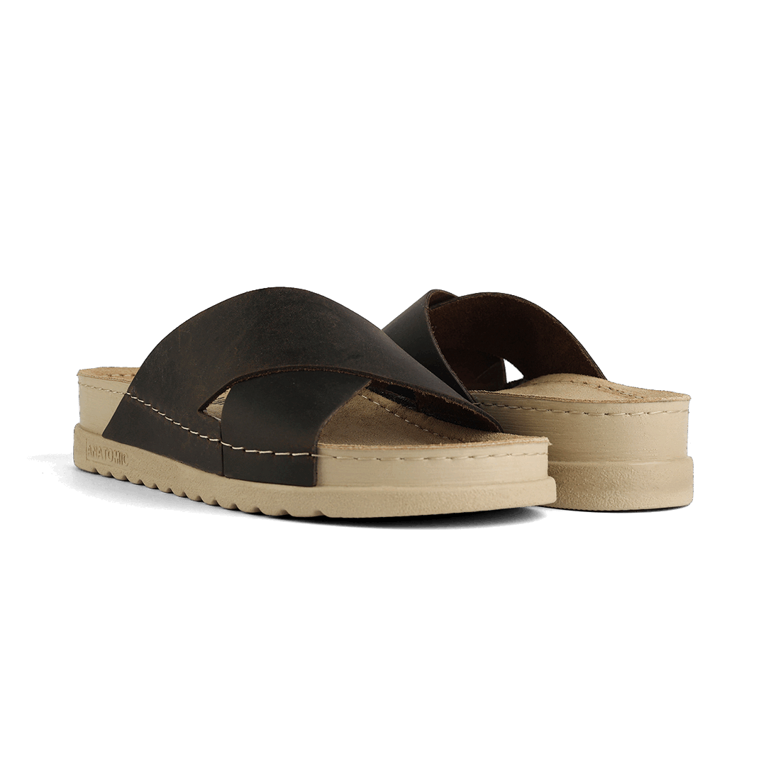 NALLAN Zoe Coffee women's leather slides – view 3