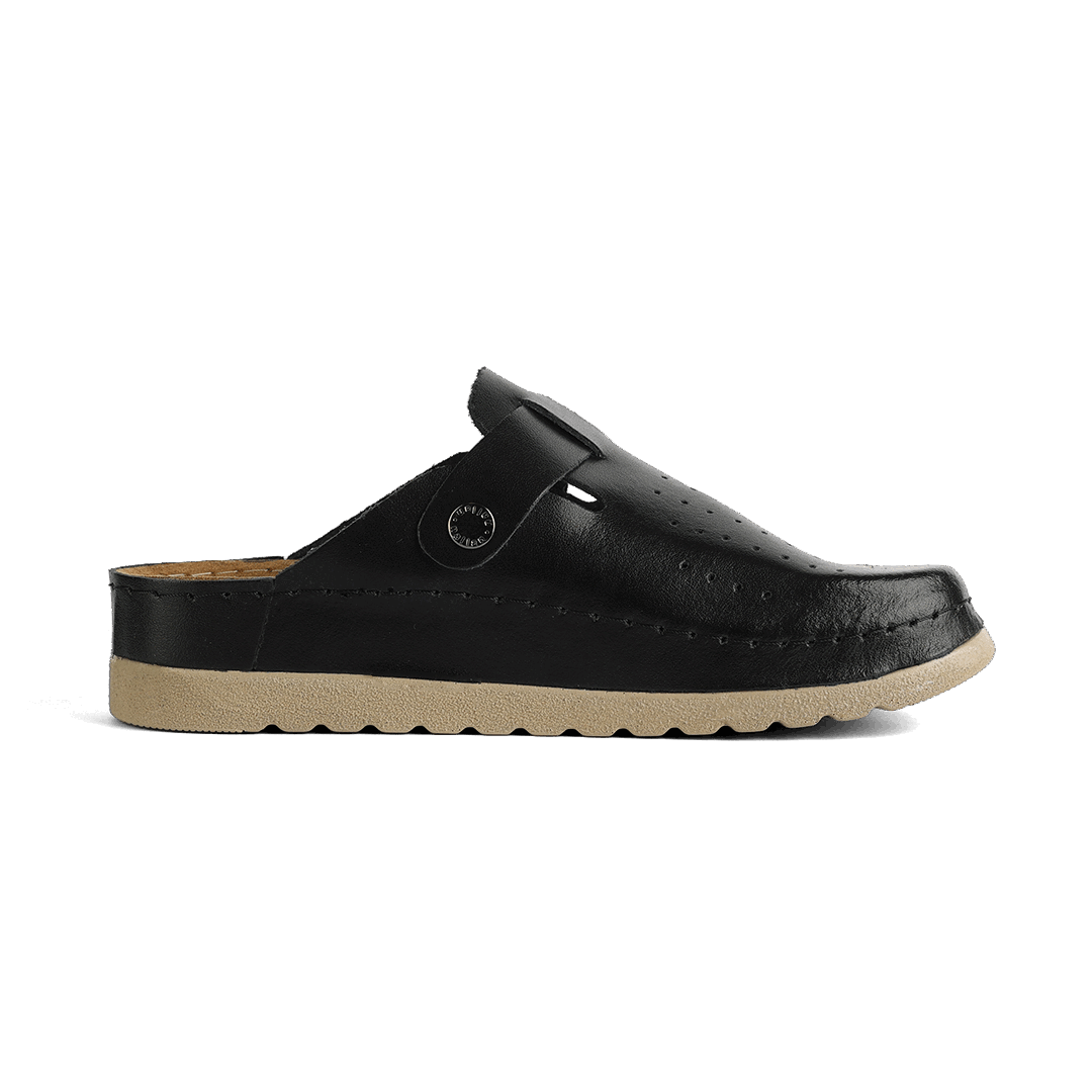 NALLAN Priam Black matte leather work clogs – view 6