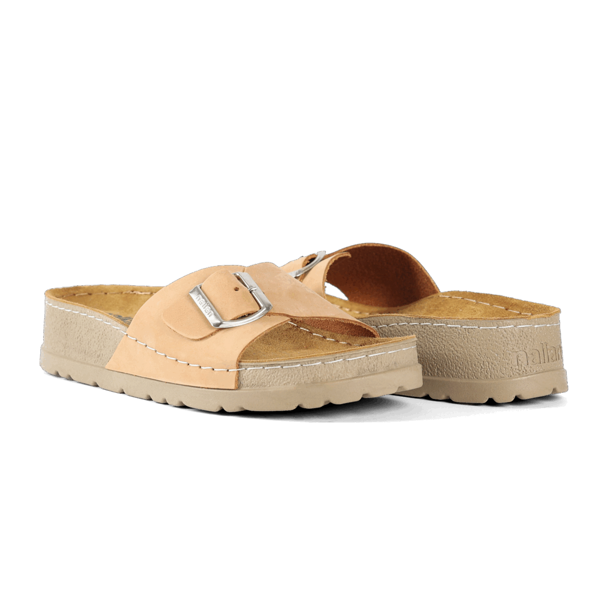 NALLAN Lura Camel women's buckle slides – view 3