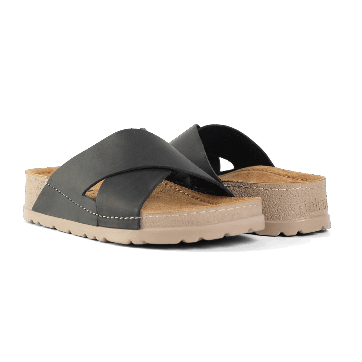 NALLAN Zoe Black women's leather slides – view 3