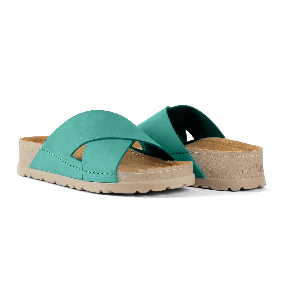 NALLAN Zoe Turquoise women's leather slides – view 3