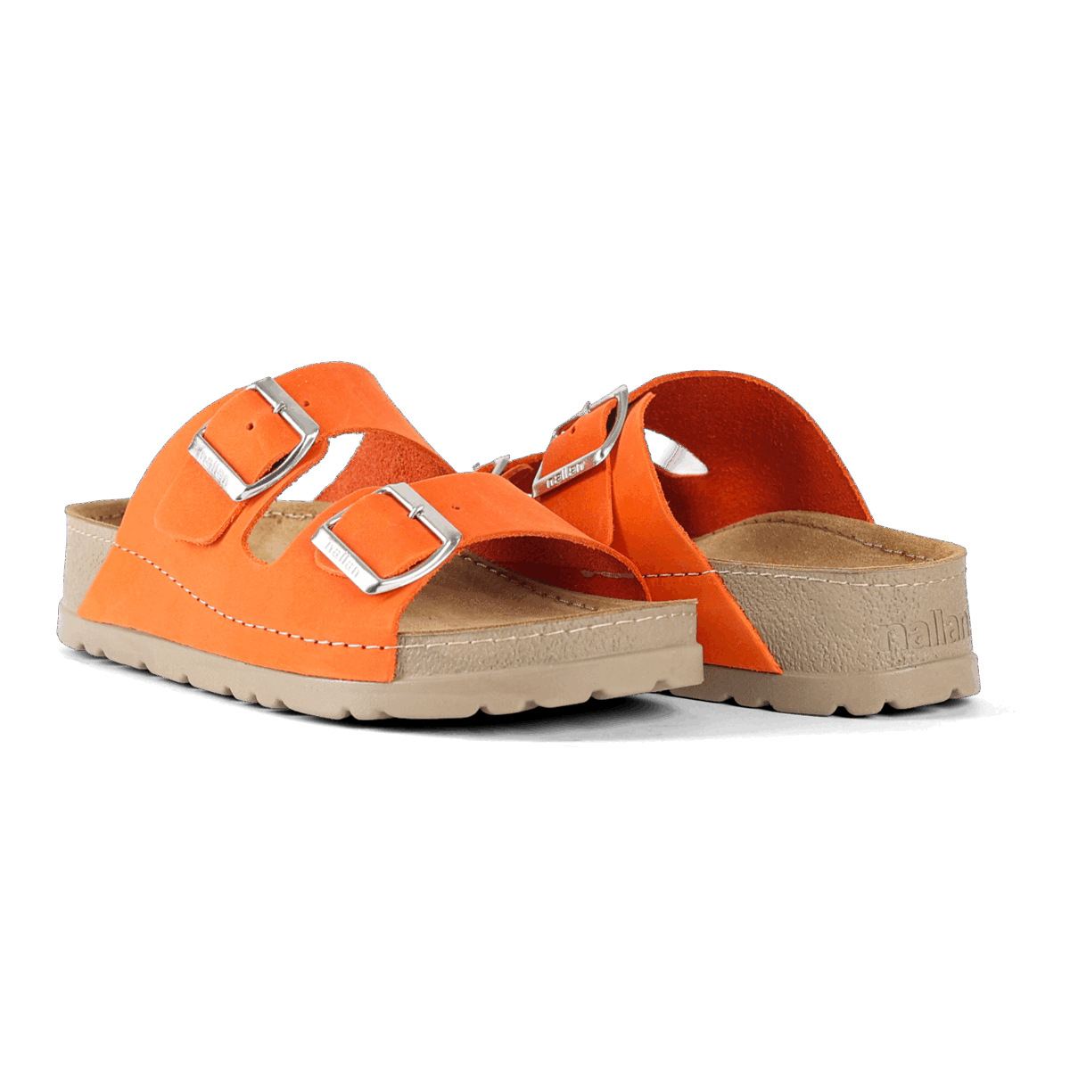 NALLAN Rubik Orange women's two-strap slides – view 3