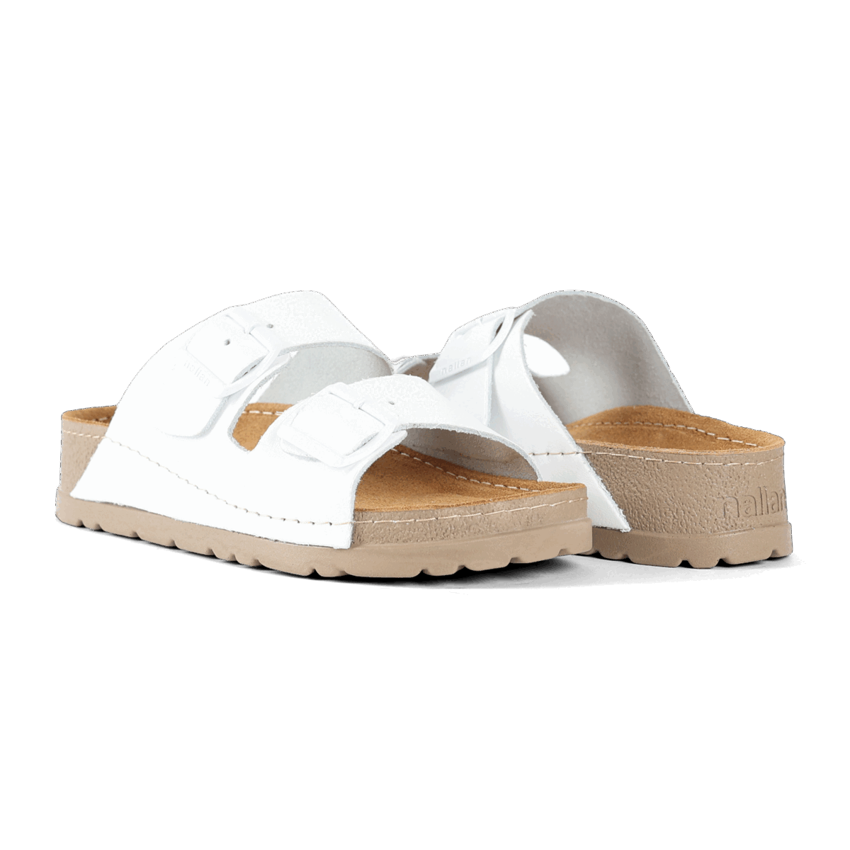 NALLAN Rubik White women's two-strap slides – view 3