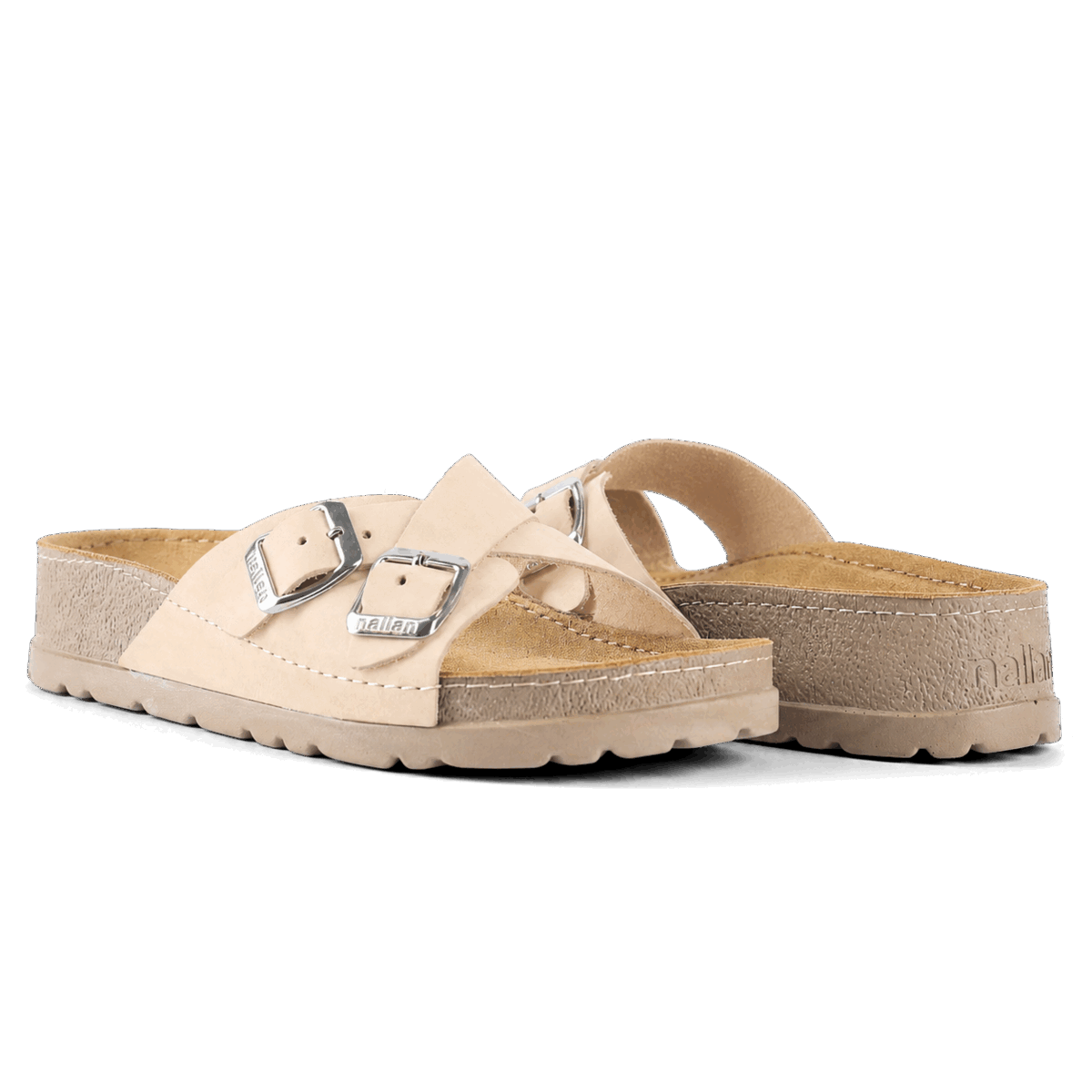 NALLAN Serena Beige women's leather slides – view 3