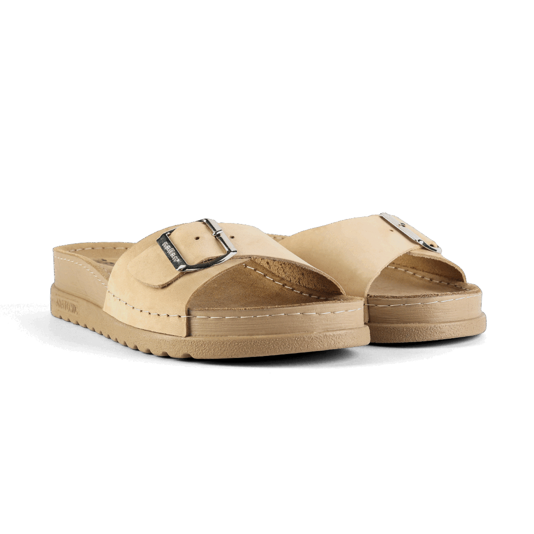 NALLAN Lura Cream women's buckle slides