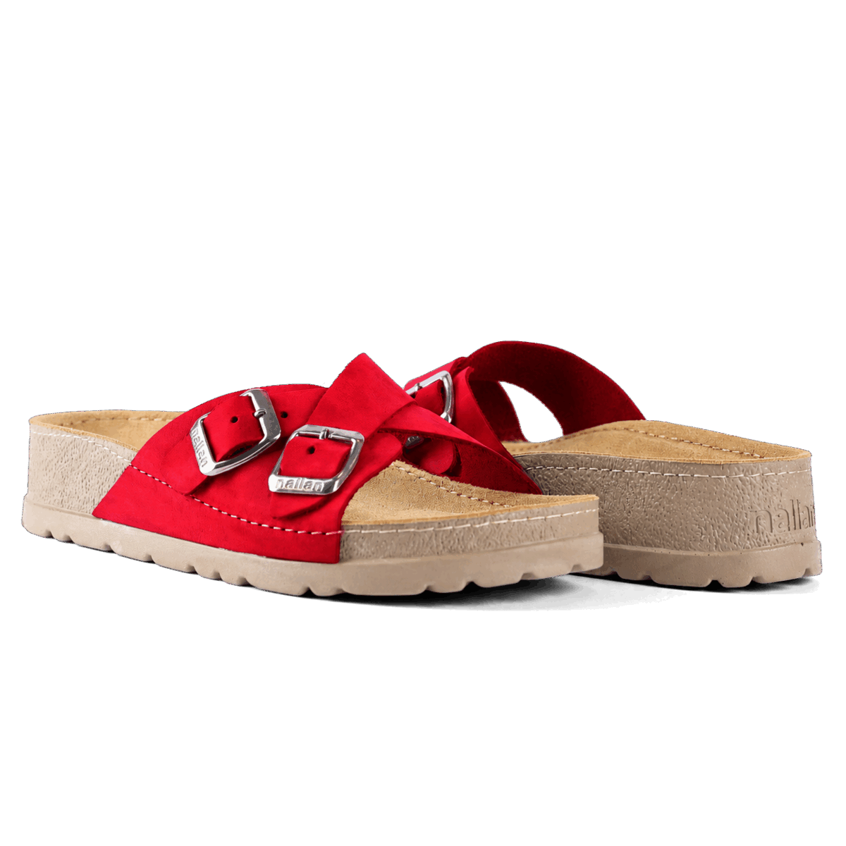 NALLAN Serena Red women's leather slides – view 3