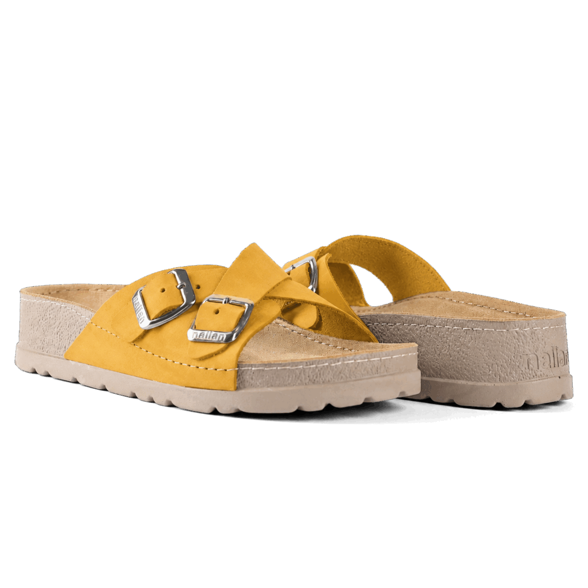 NALLAN Serena Camel women's leather slides – view 3