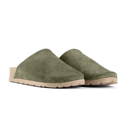 NALLAN Copenhagen Dark Olive suede work clogs