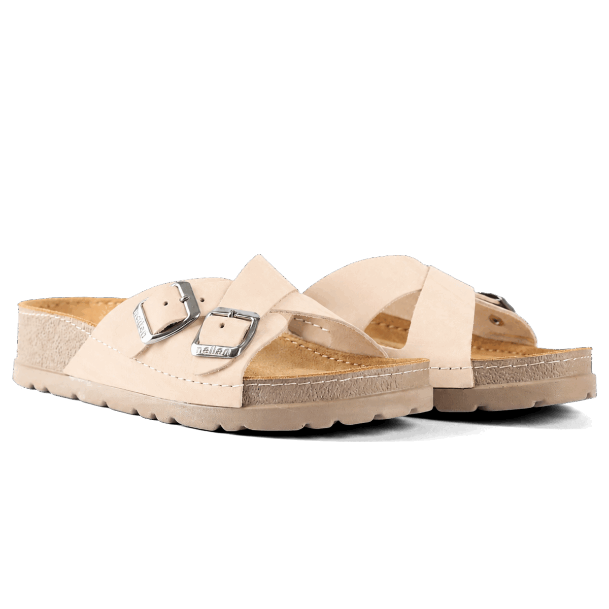 NALLAN Serena Beige women's leather slides