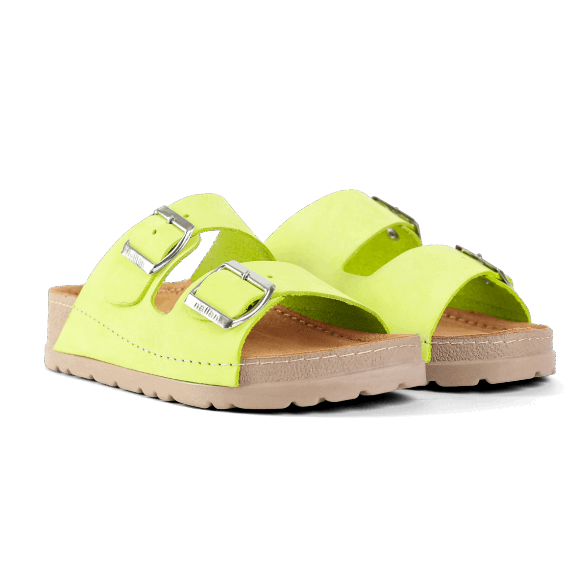 NALLAN Rubik Lime women's two-strap slides