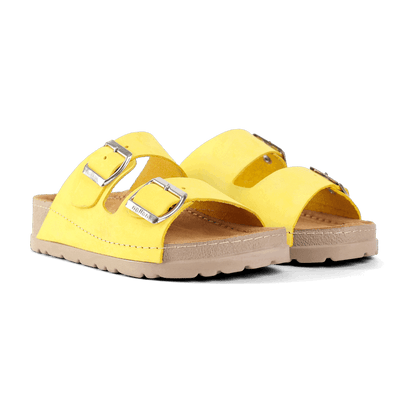 NALLAN Rubik Yellow women's two-strap slides