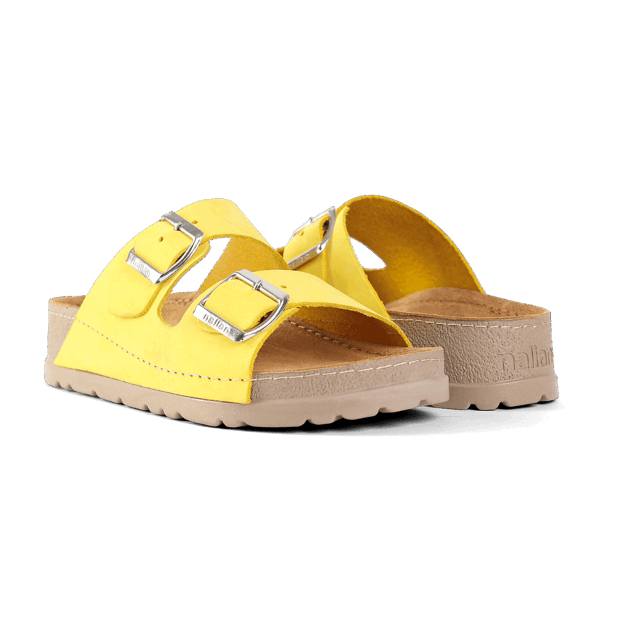 NALLAN Rubik Yellow women's two-strap slides – view 3