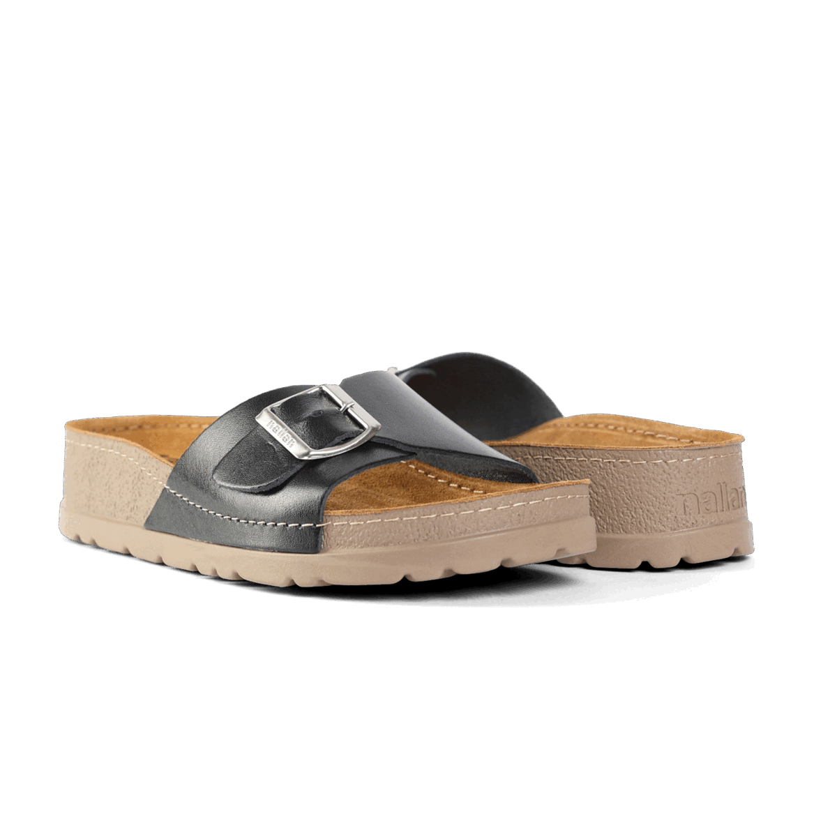NALLAN Lura Black women's buckle slides – view 3