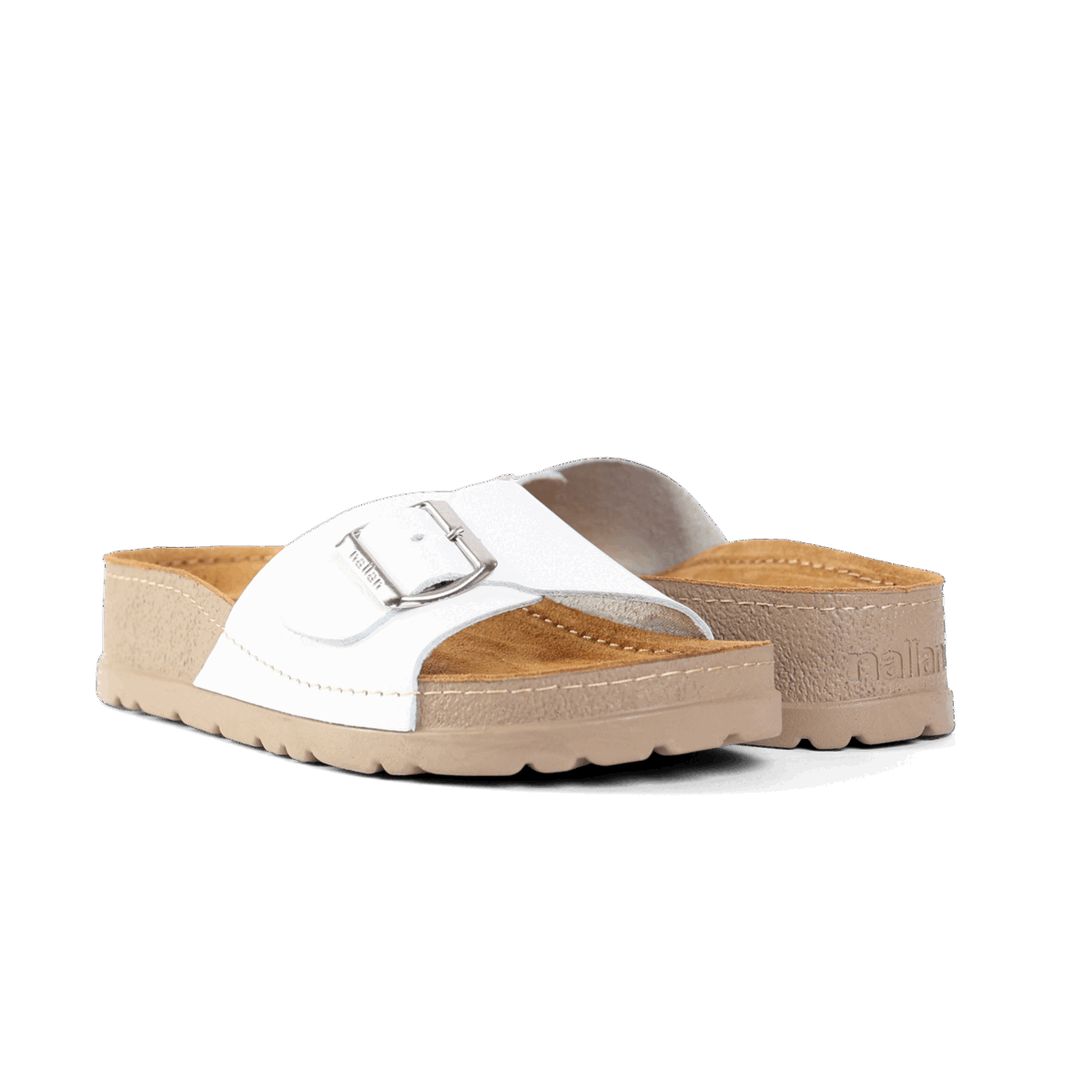 NALLAN Lura White women's buckle slides – view 3