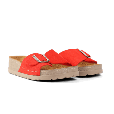 NALLAN Lura Red women's buckle slides