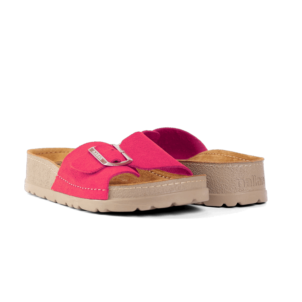 NALLAN Lura Dark Pink women's buckle slides – view 3