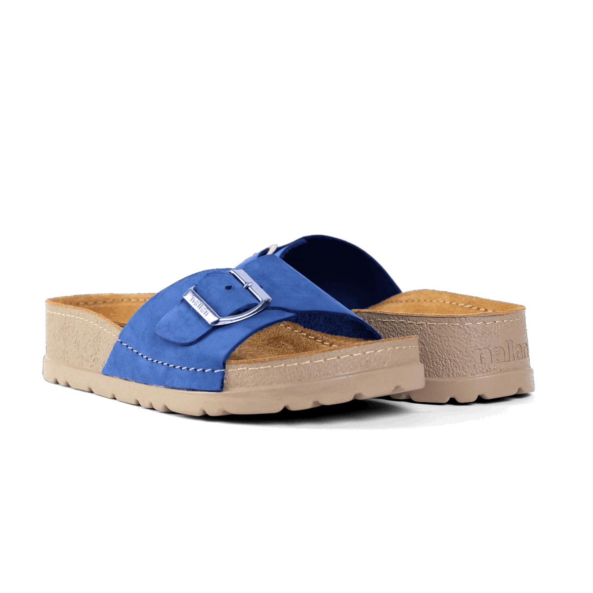 NALLAN Lura Light Navy women's buckle slides – view 3