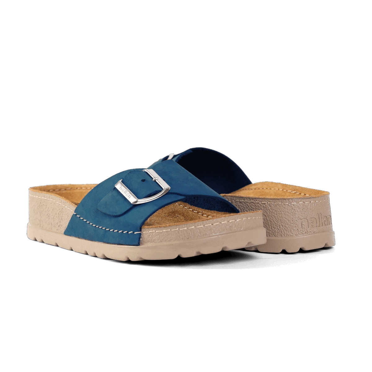 NALLAN Lura Navy women's buckle slides – view 3