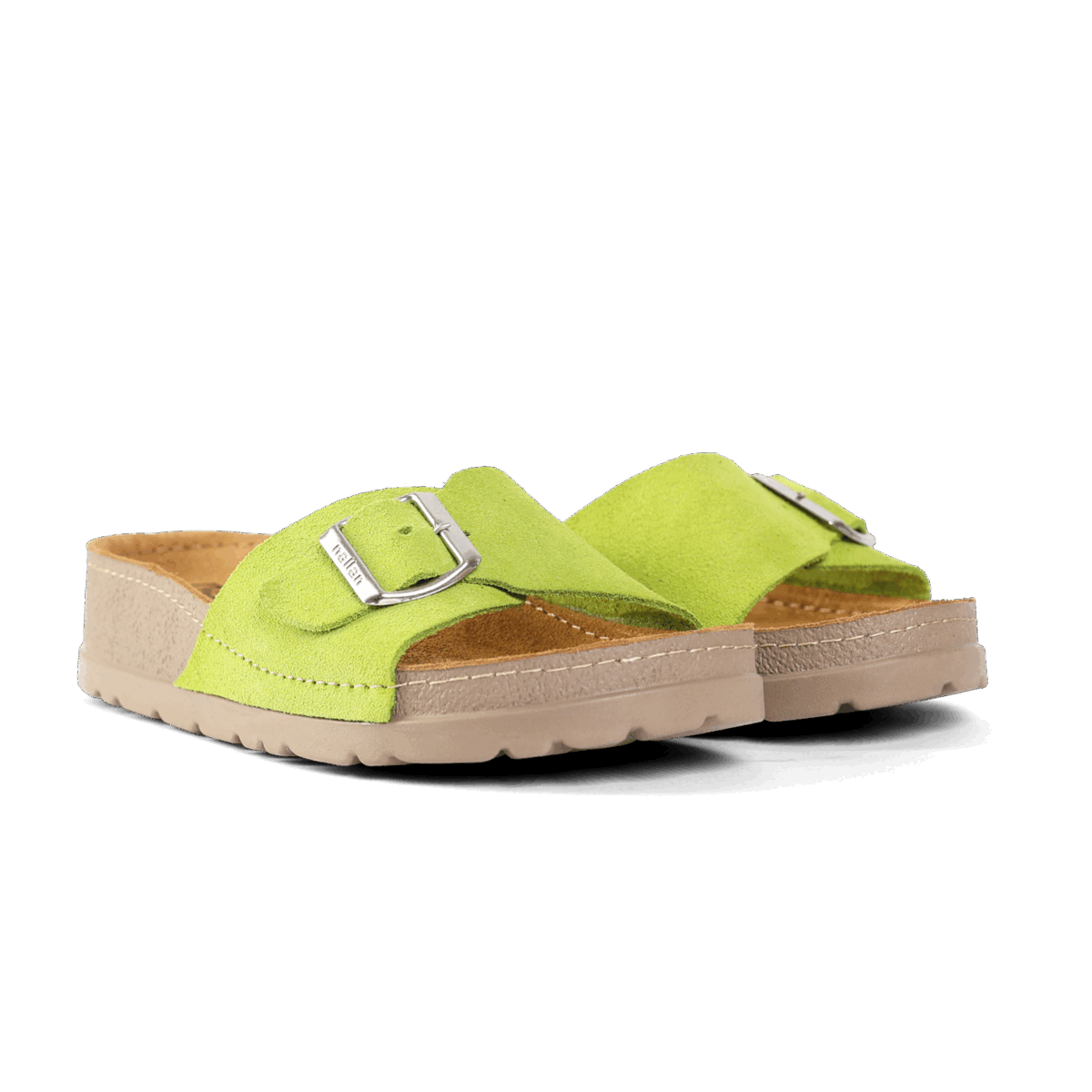 NALLAN Lura Lime women's buckle slides