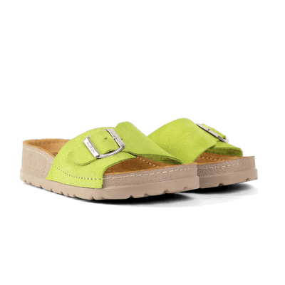 NALLAN Lura Lime women's buckle slides