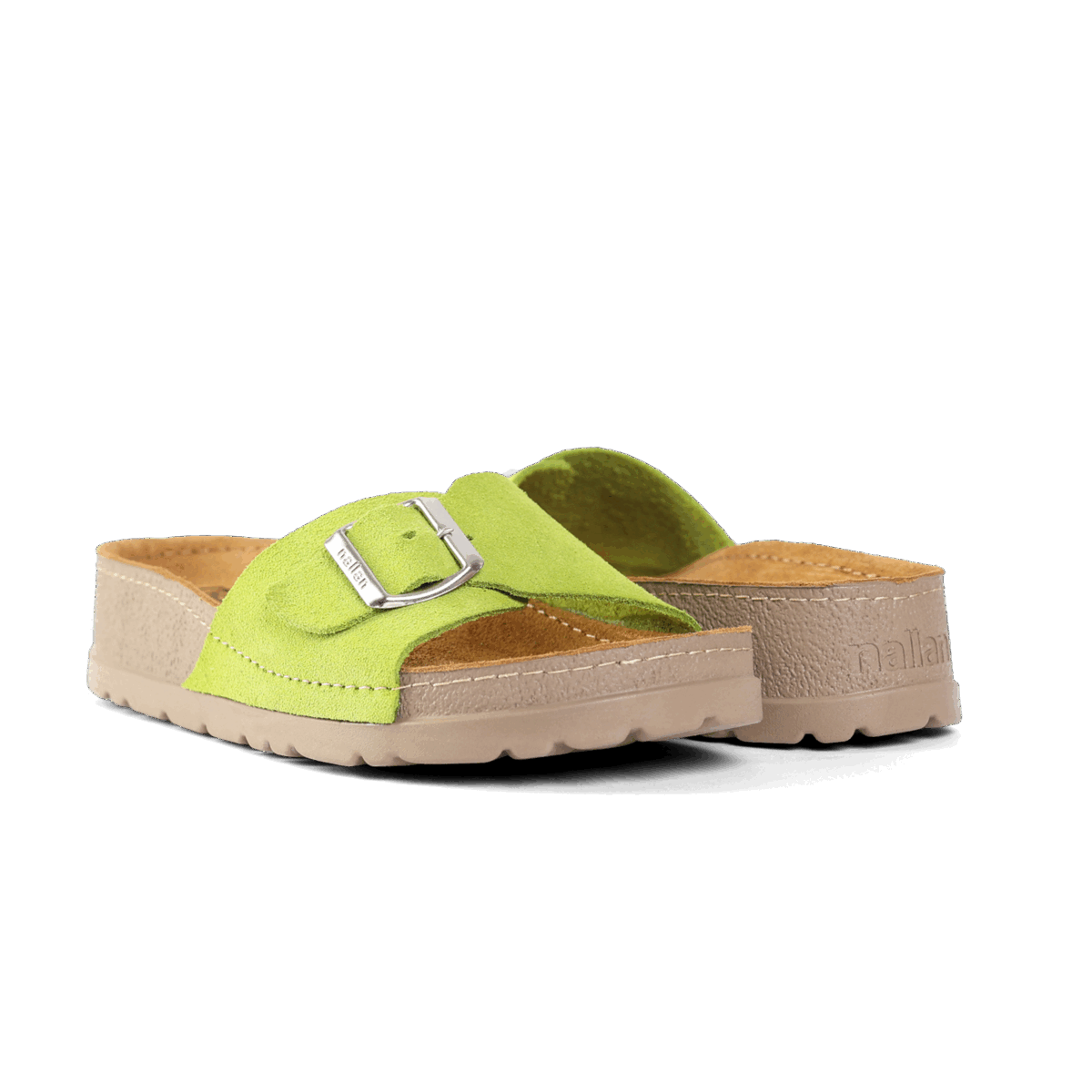 NALLAN Lura Lime women's buckle slides – view 3