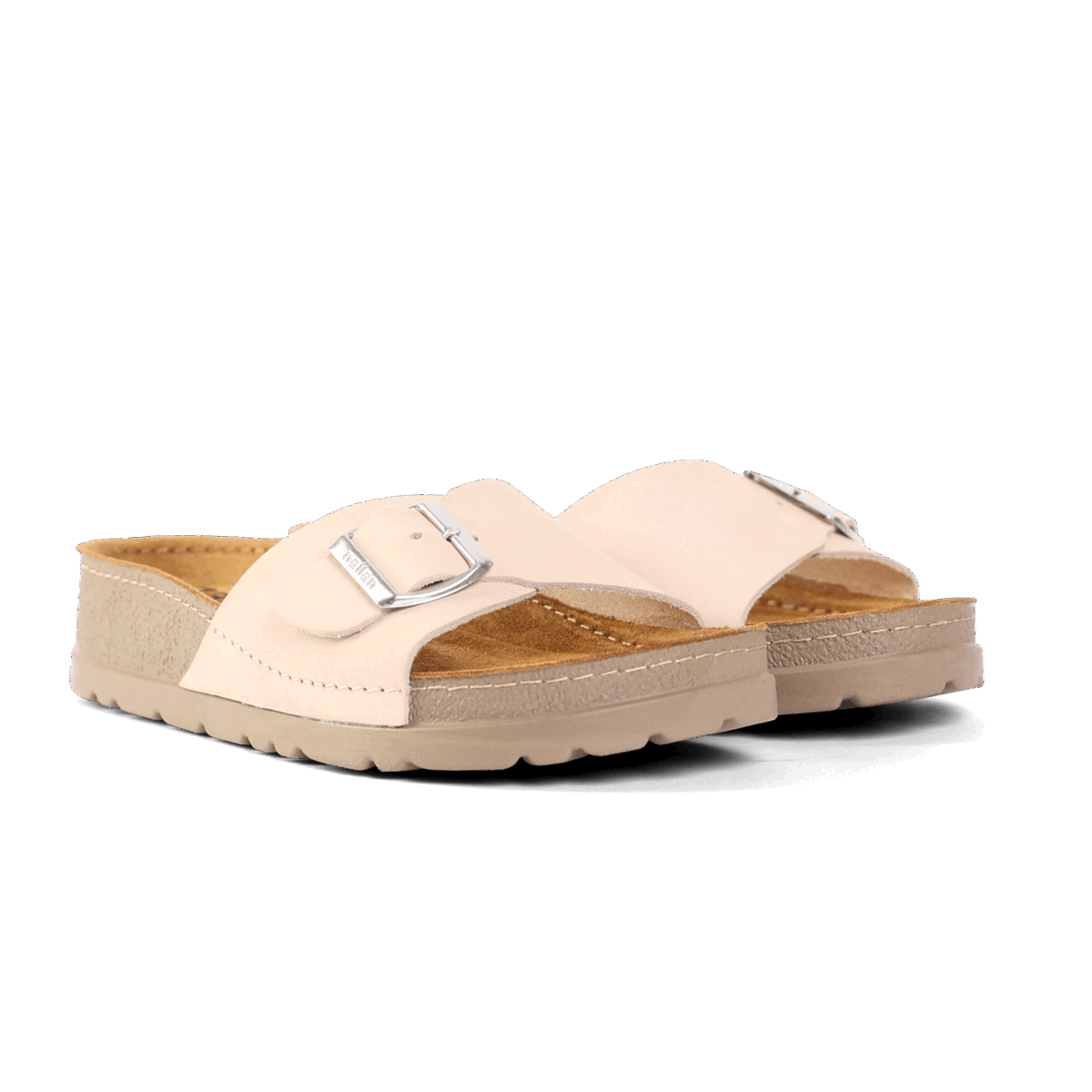NALLAN Lura Beige women's buckle slides