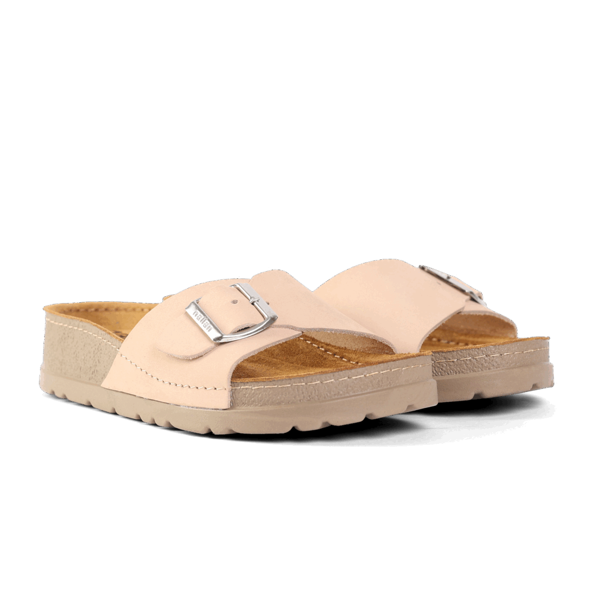 NALLAN Lura Bisque women's buckle slides