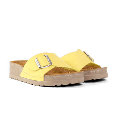 NALLAN Lura Yellow women's buckle slides