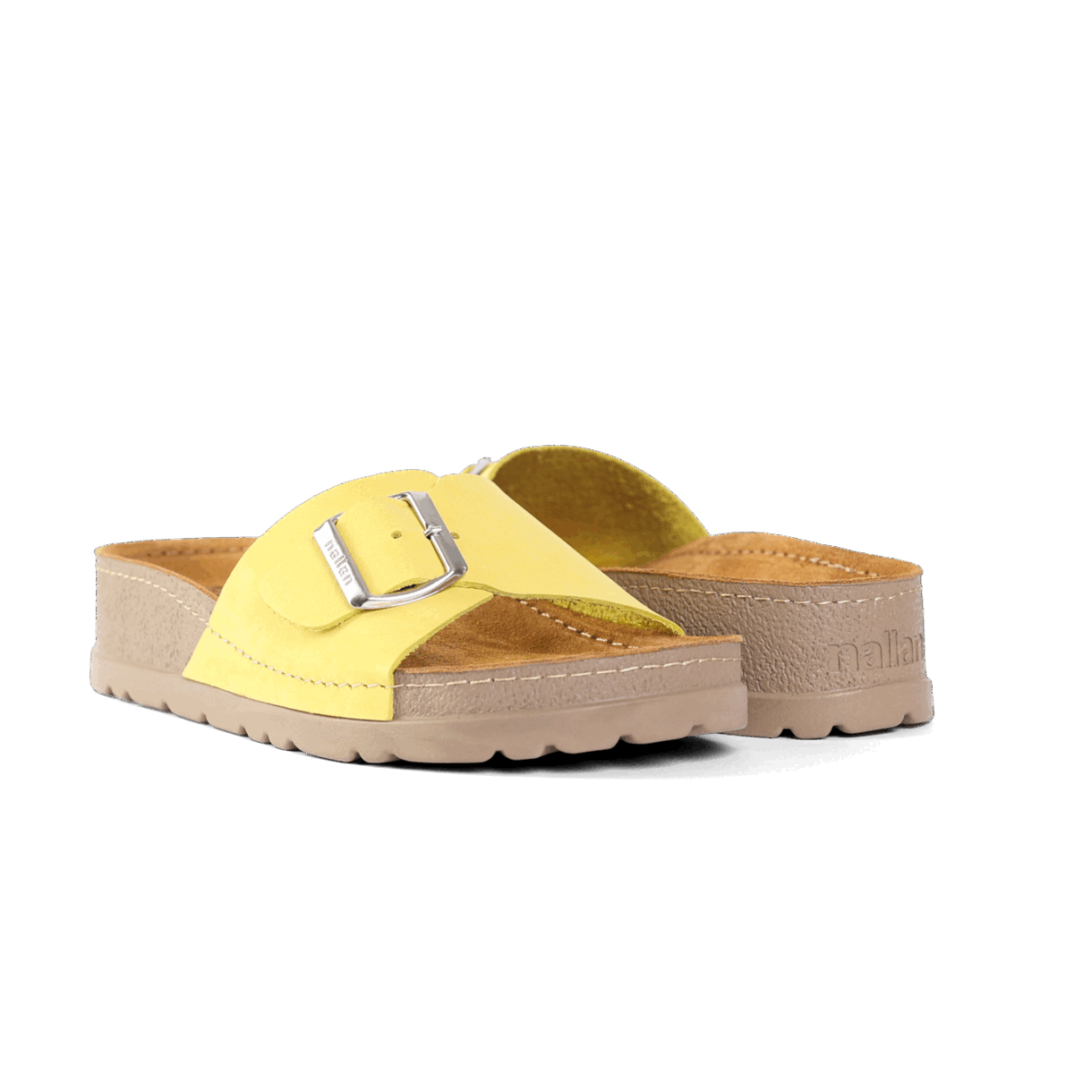NALLAN Lura Yellow women's buckle slides – view 3