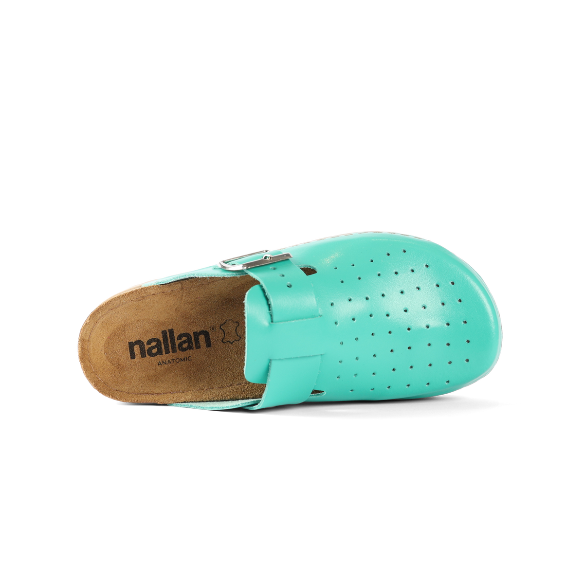 NALLAN Priam Green leather work clogs – view 3
