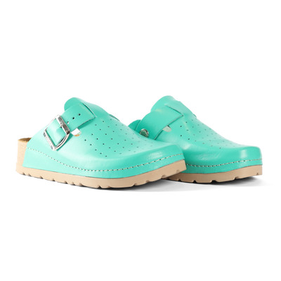 NALLAN Priam Green leather work clogs