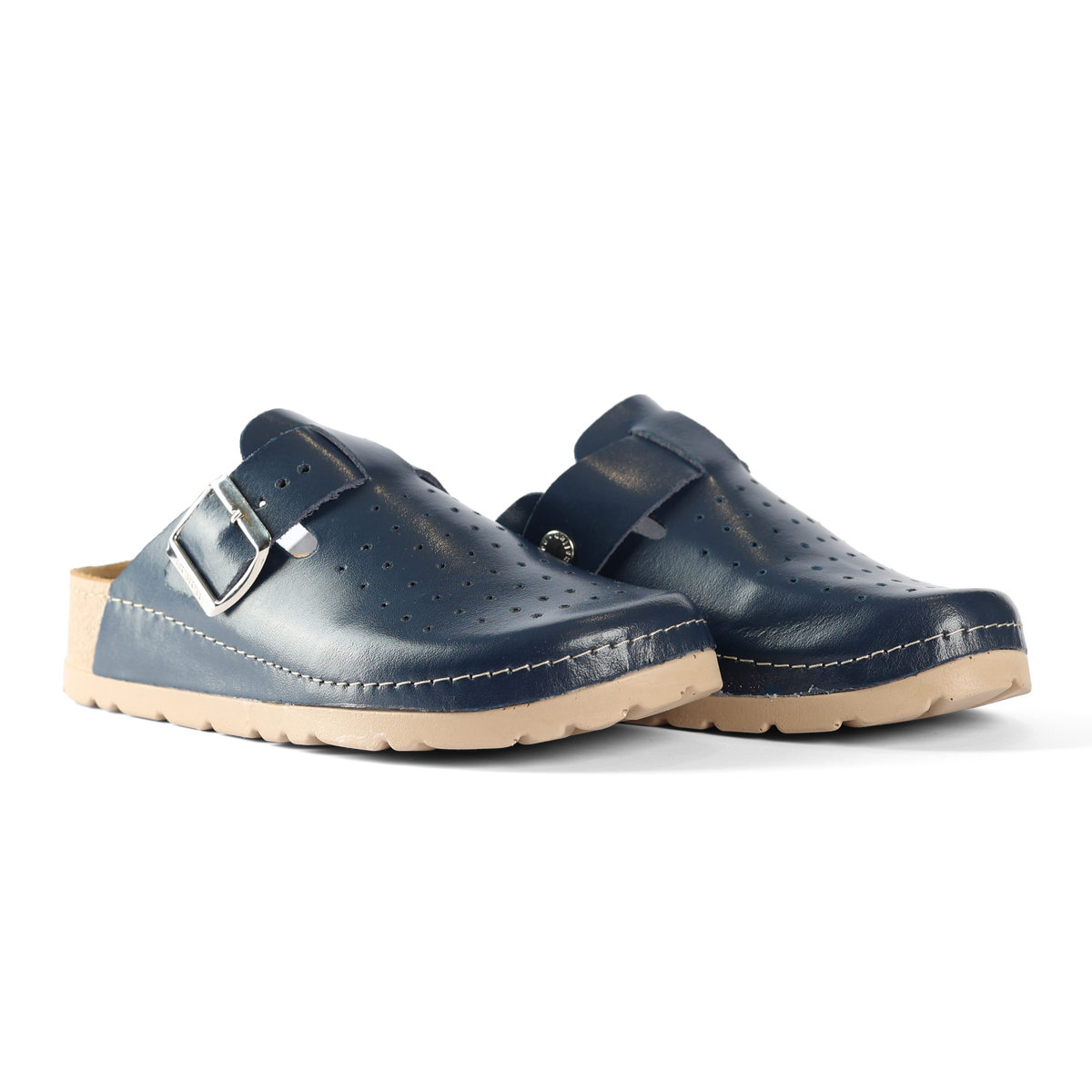 NALLAN Priam Dark Blue N355 leather work clogs
