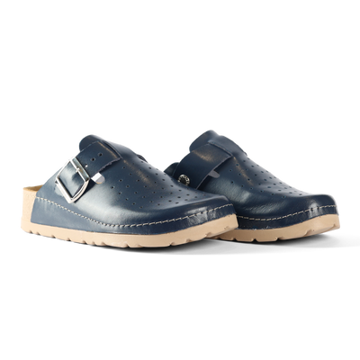NALLAN Priam Dark Blue N355 leather work clogs