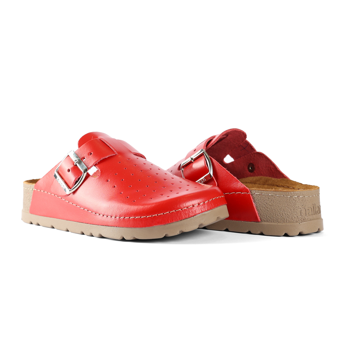 NALLAN Priam Red N355 leather work clogs – view 2