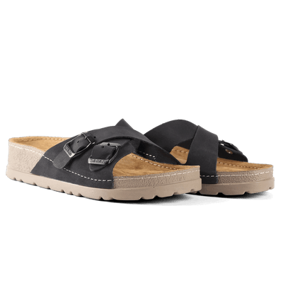 NALLAN Serena Black women's leather slides