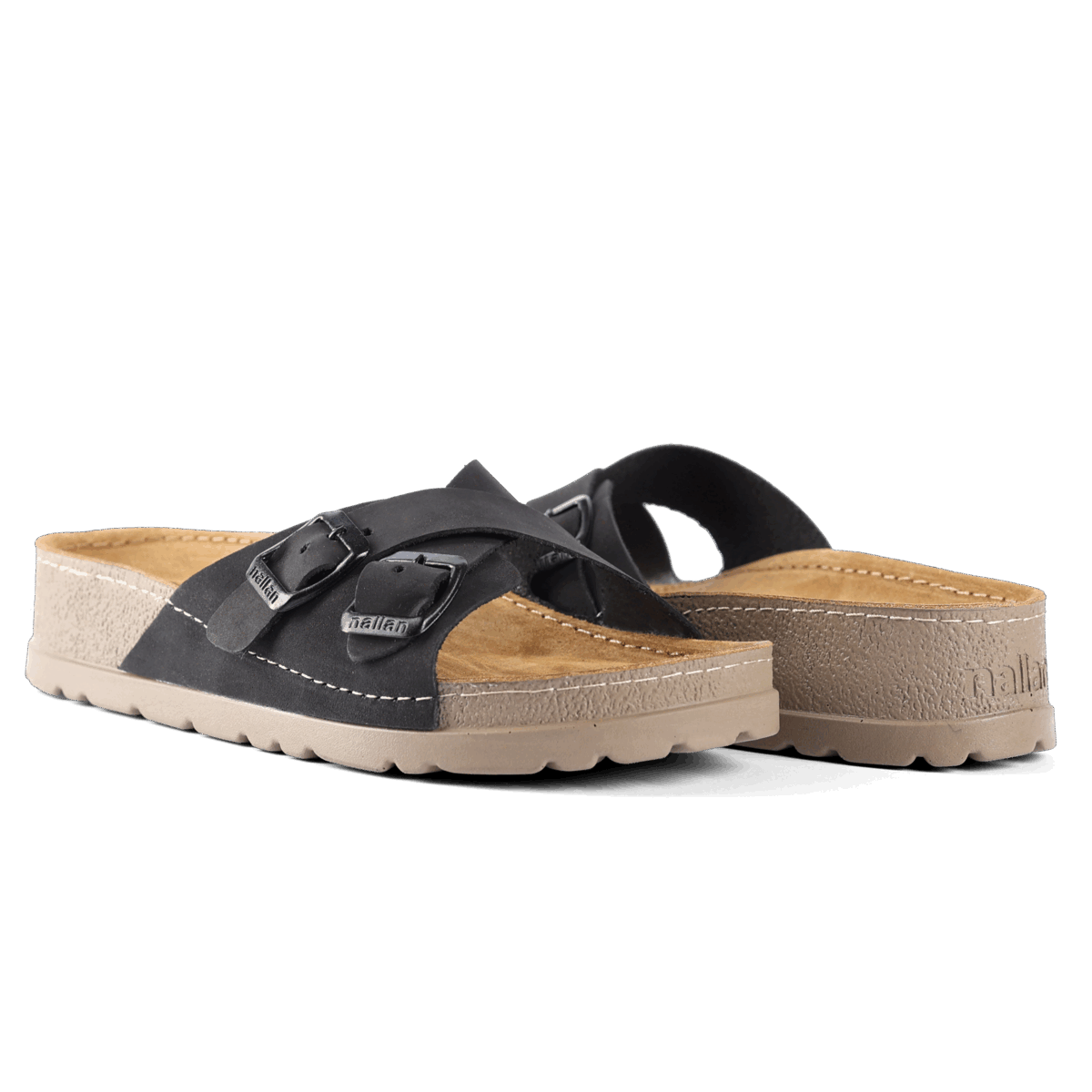 NALLAN Serena Black women's leather slides – view 3
