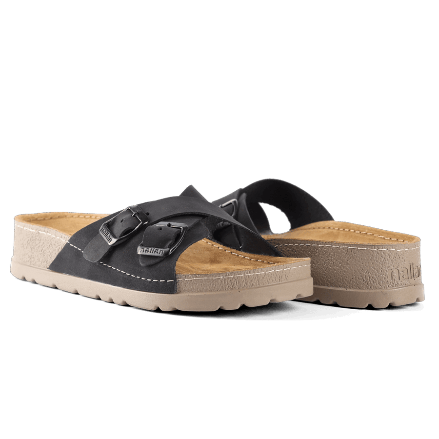 NALLAN Serena Black women's leather slides – view 3