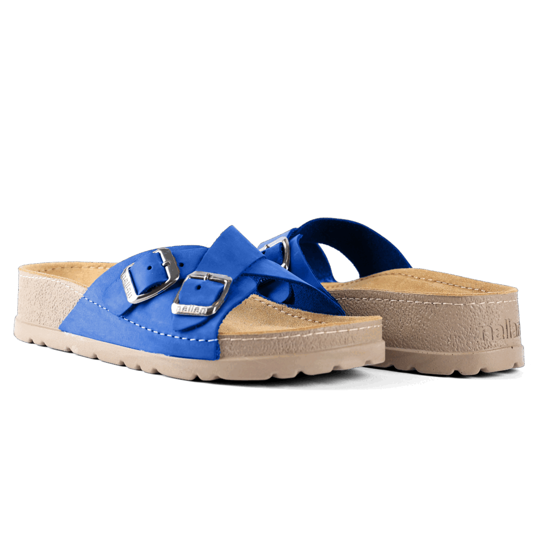 NALLAN Serena Blue women's leather slides – view 3