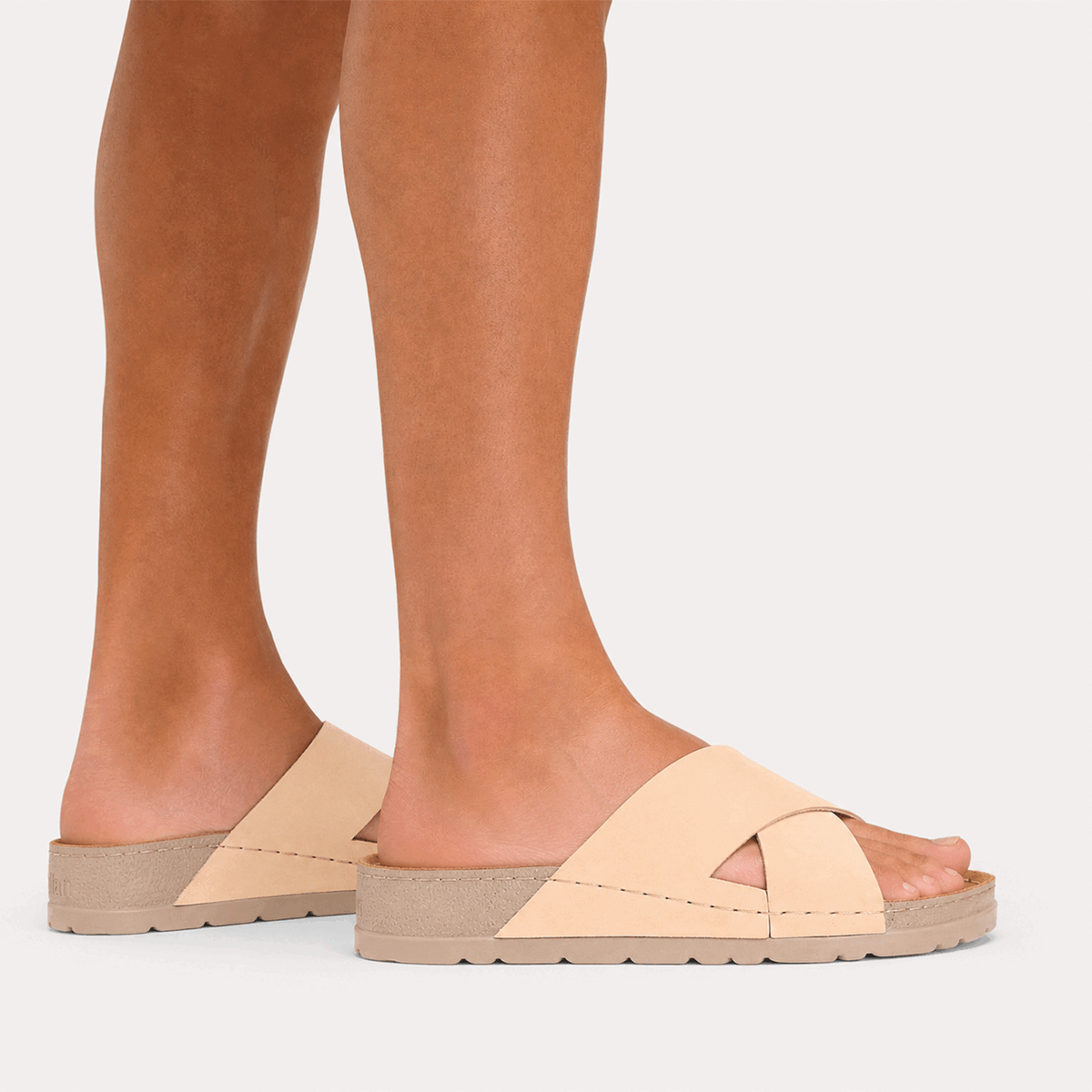 NALLAN Zoe Beige women's leather slides – view 2