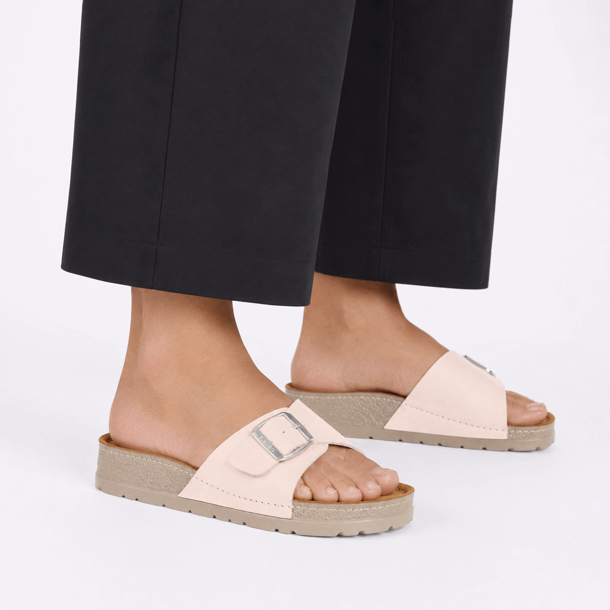 NALLAN Lura Beige women's buckle slides – view 2