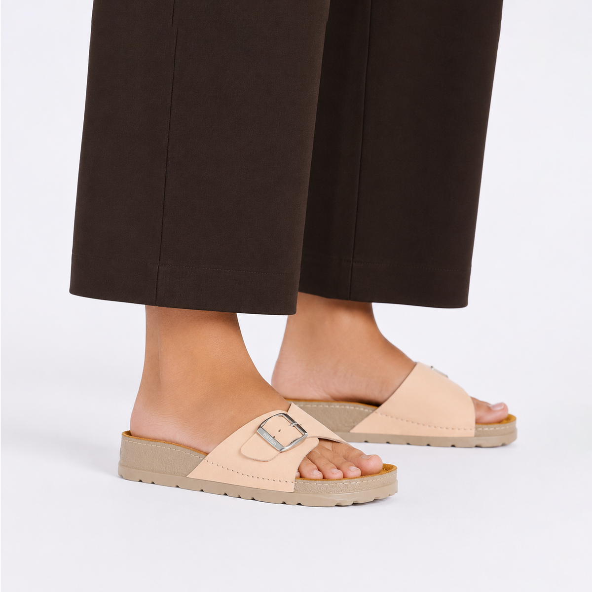 NALLAN Lura Bisque women's buckle slides – view 2
