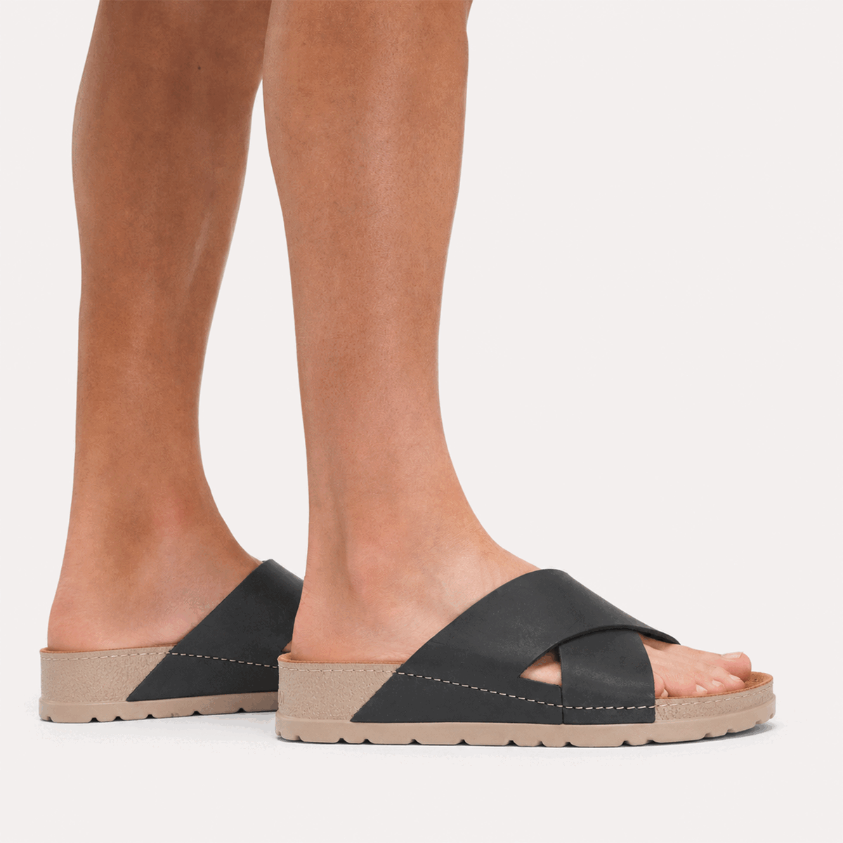 NALLAN Zoe Black women's leather slides – view 2